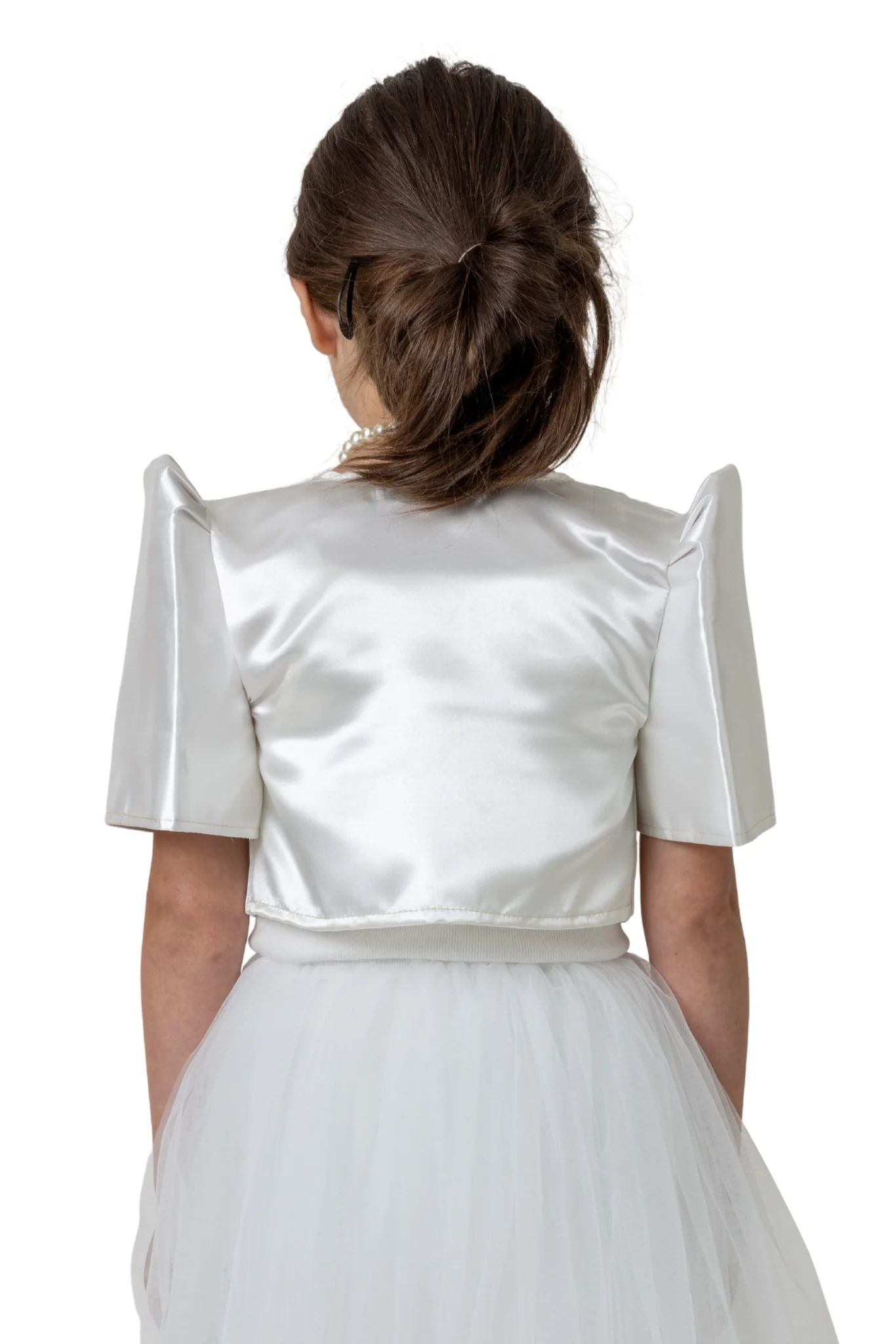 AR06 - Girls' Satin Bolero Beige - Filipiniana - Image 2