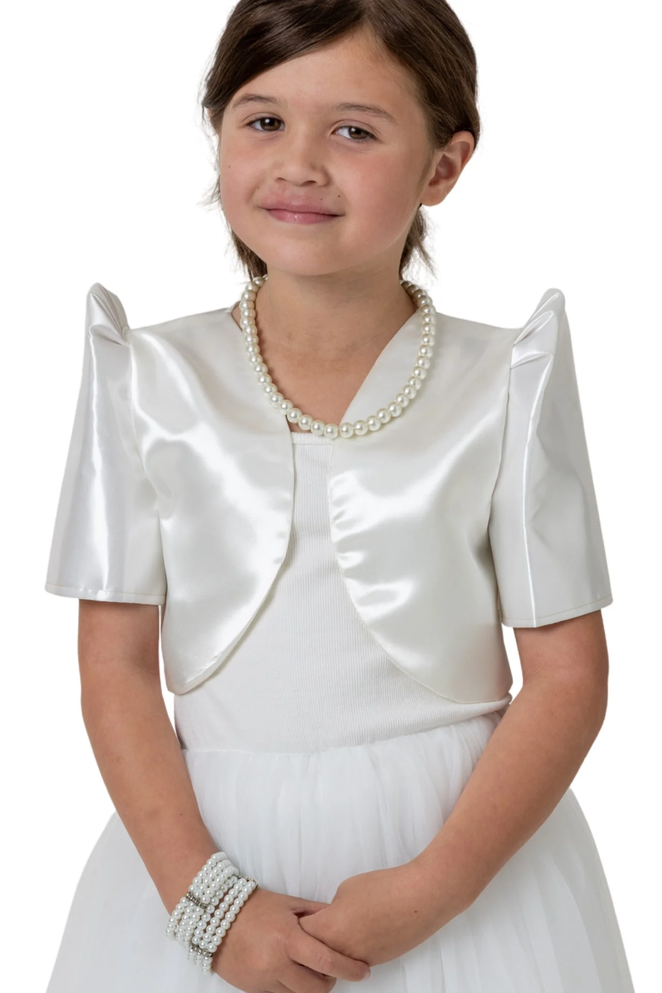 AR06 - Girls' Satin Bolero Beige - Filipiniana - Image 4