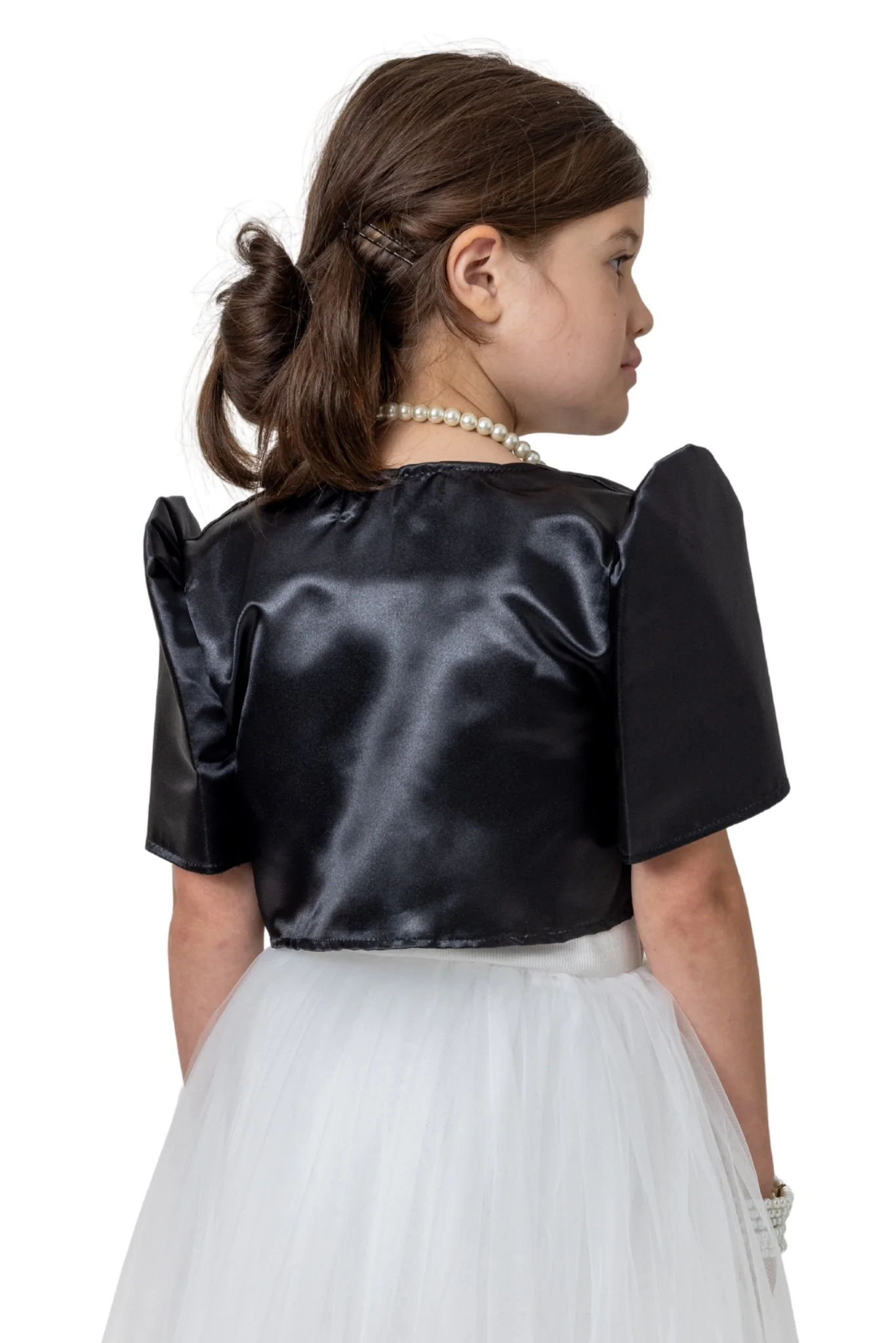 AR07 - Girls' Satin Bolero Black - Filipiniana - Image 2