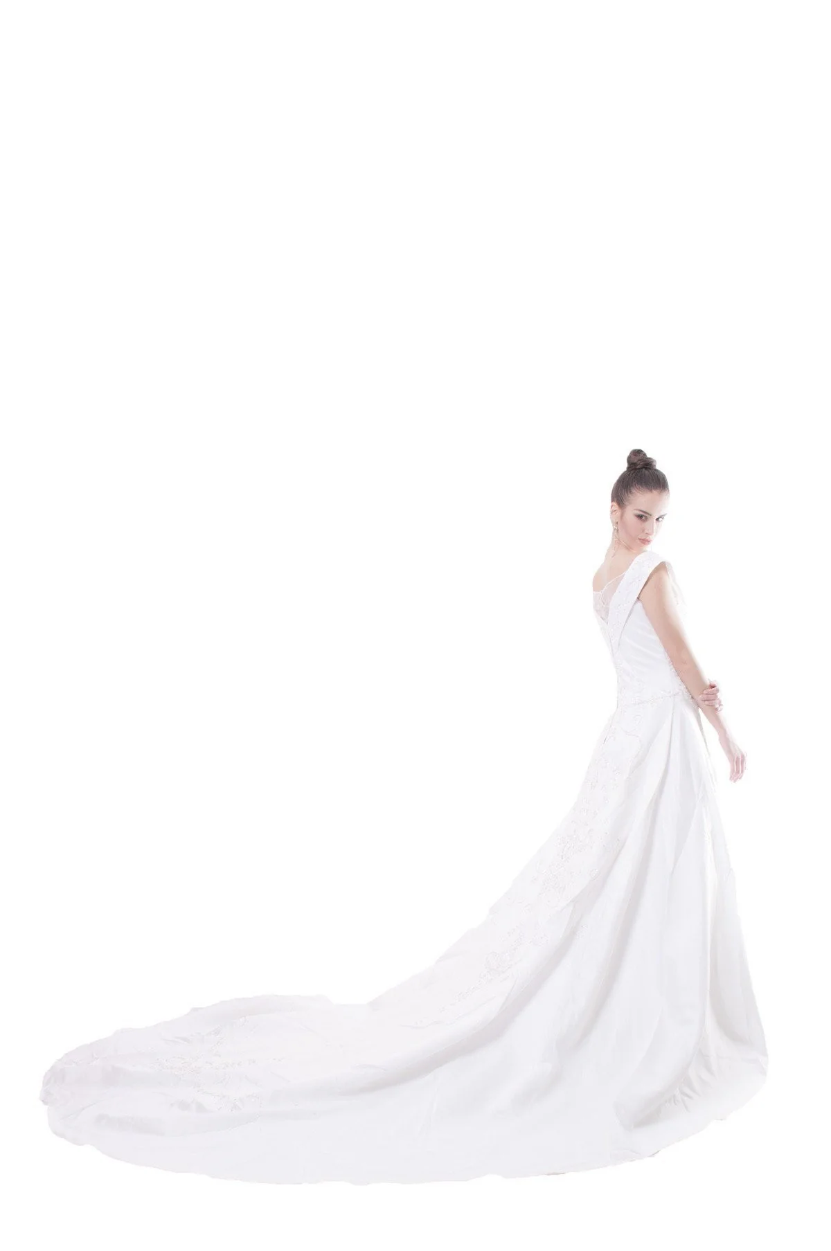 ID03 - CUSTOM ORDER - Bridal Satin Off-Shoulder Gown - Image 4