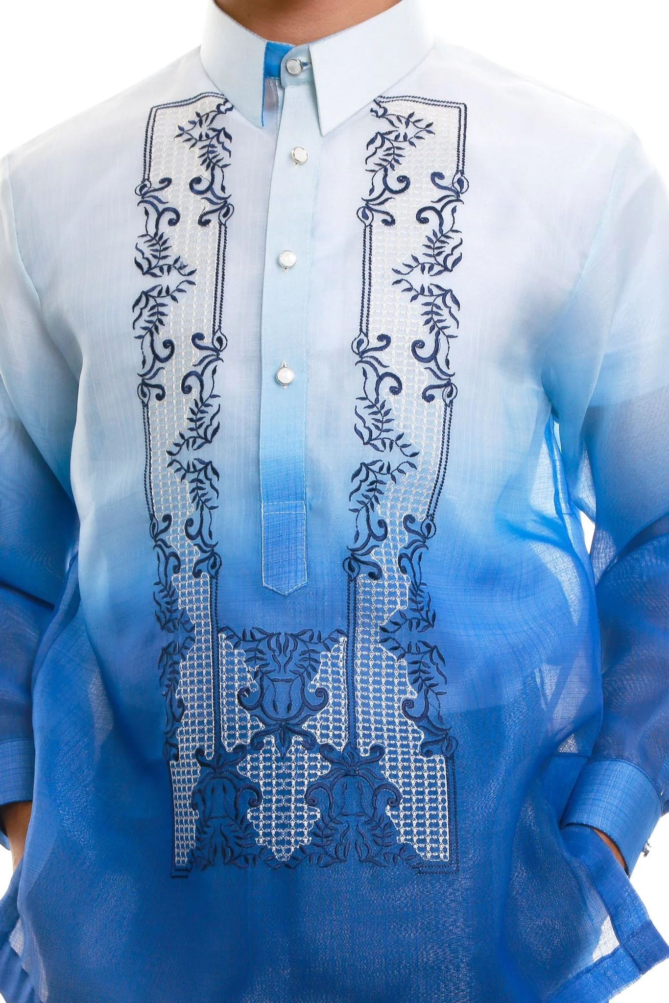 MC07 - MADE-TO-ORDER - Cocoon Pina Barong Tagalog Blue - Image 3