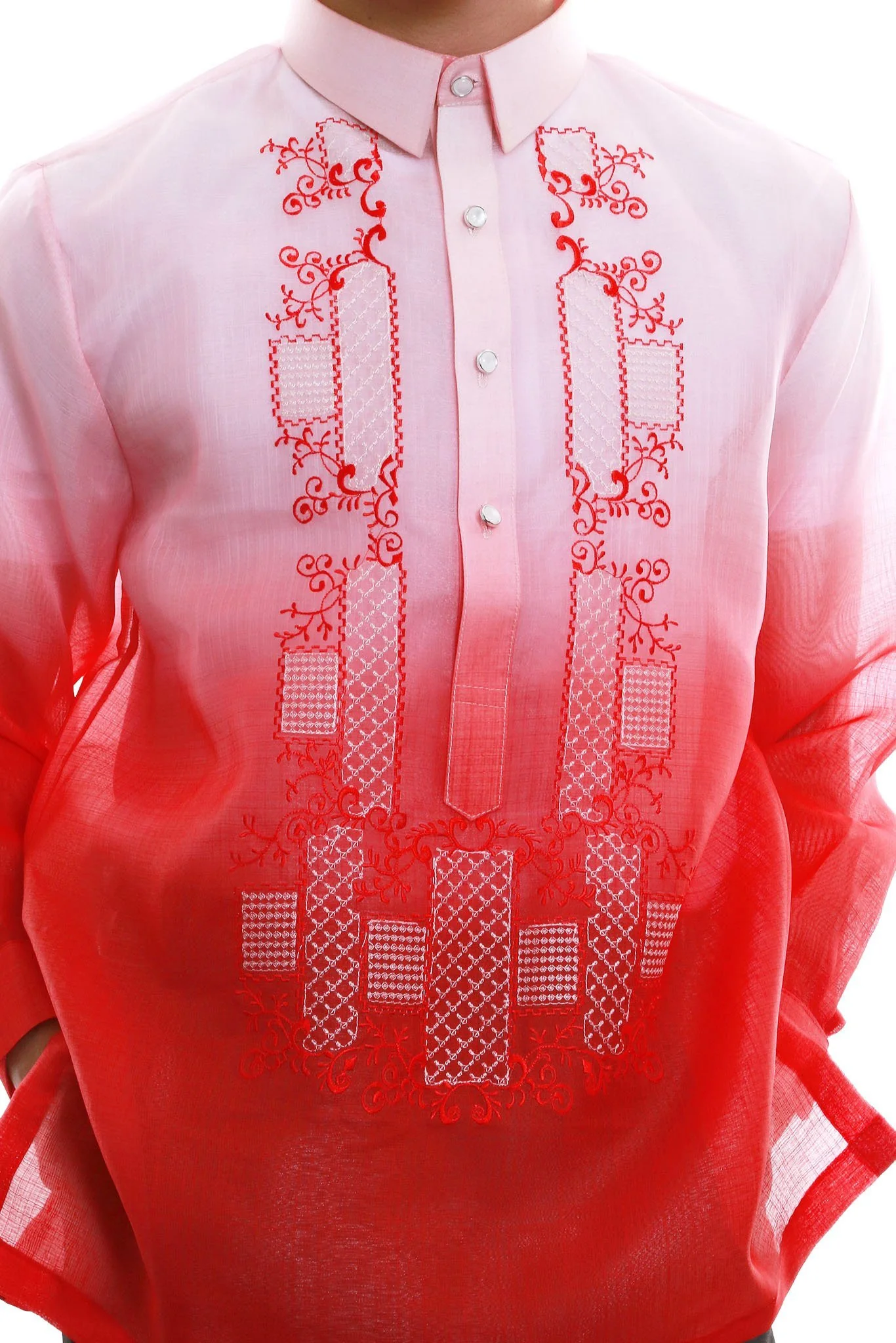 MC05 - MADE-TO-ORDER - Cocoon Pina Barong Tagalog Red - Image 3