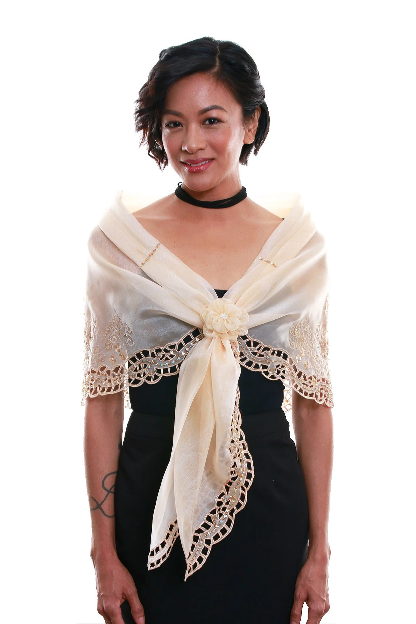 WA15 - Cutwork Alampay Beige - Filipiniana