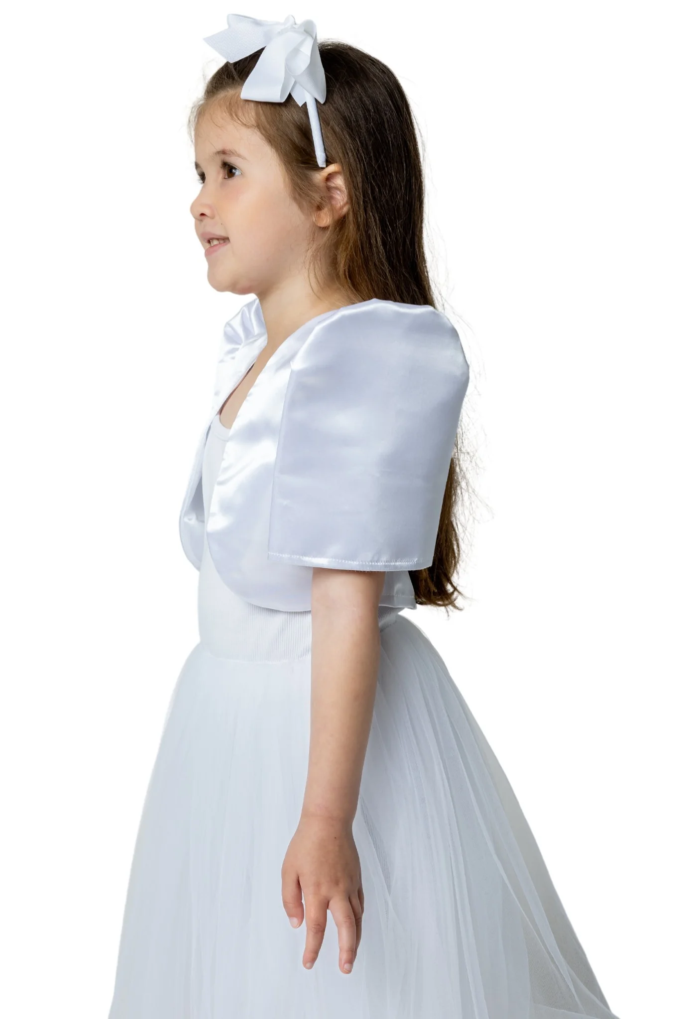 AR01 - Girls' Satin Bolero White - Filipiniana - Image 3
