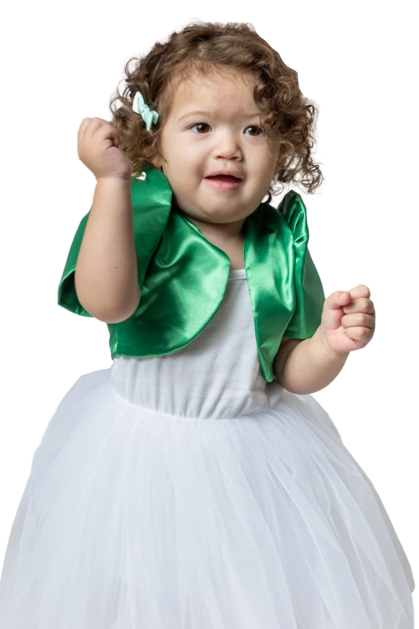 AR03 - Girls' Satin Bolero Green - Filipiniana