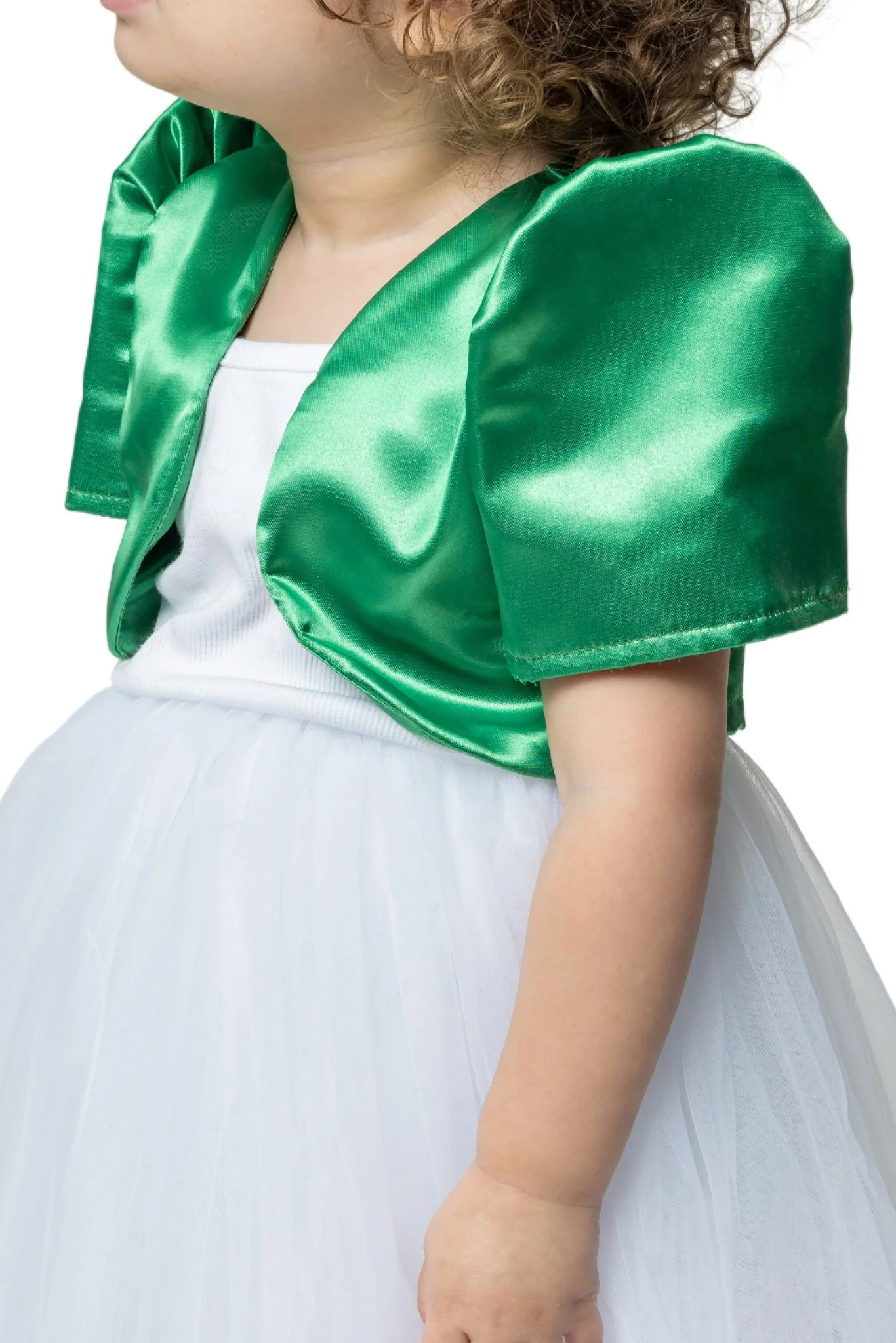 AR03 - Girls' Satin Bolero Green - Filipiniana - Image 2