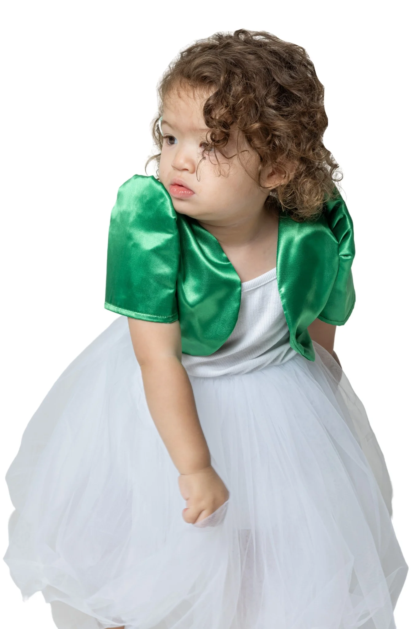 AR03 - Girls' Satin Bolero Green - Filipiniana - Image 3