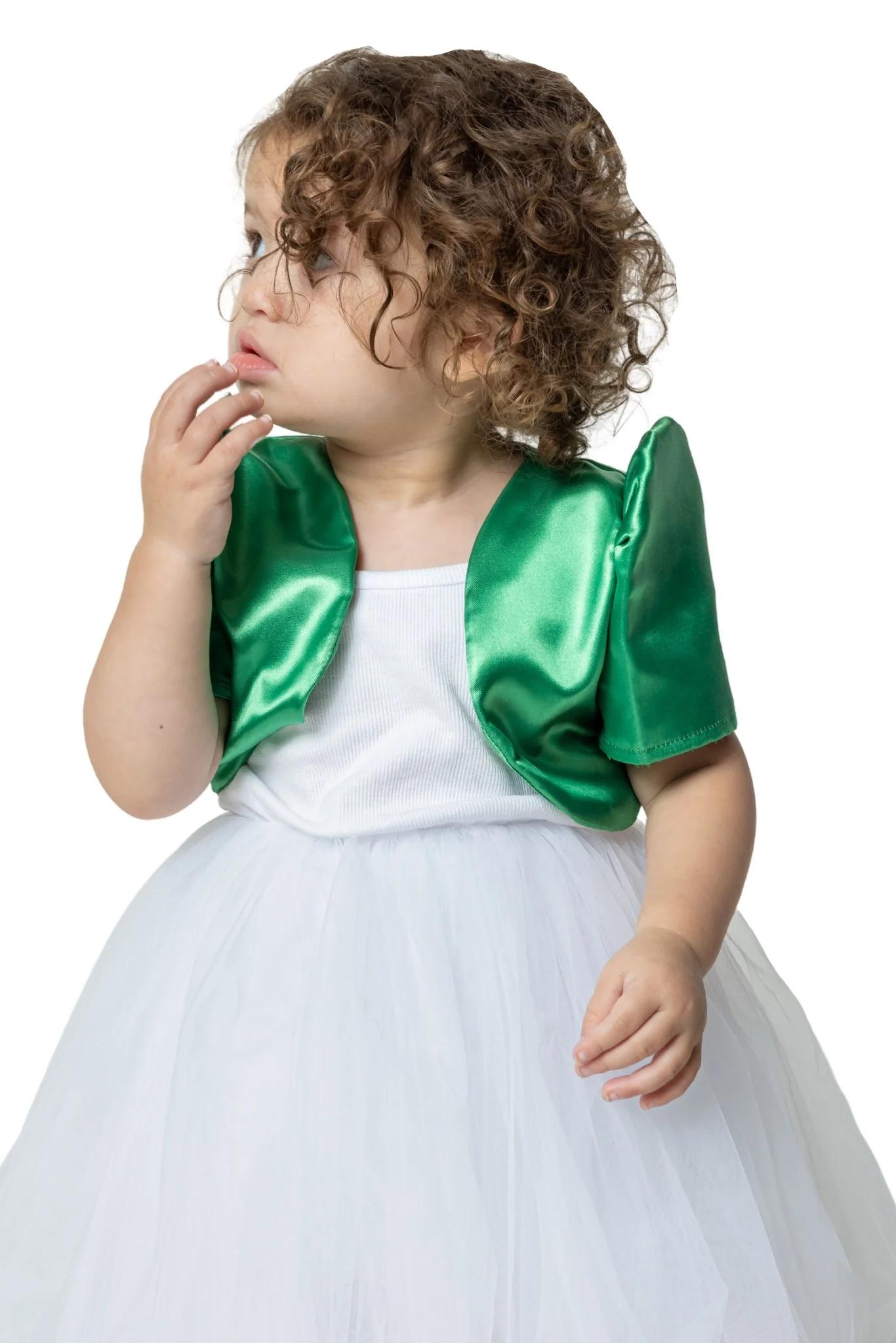 AR03 - Girls' Satin Bolero Green - Filipiniana - Image 4