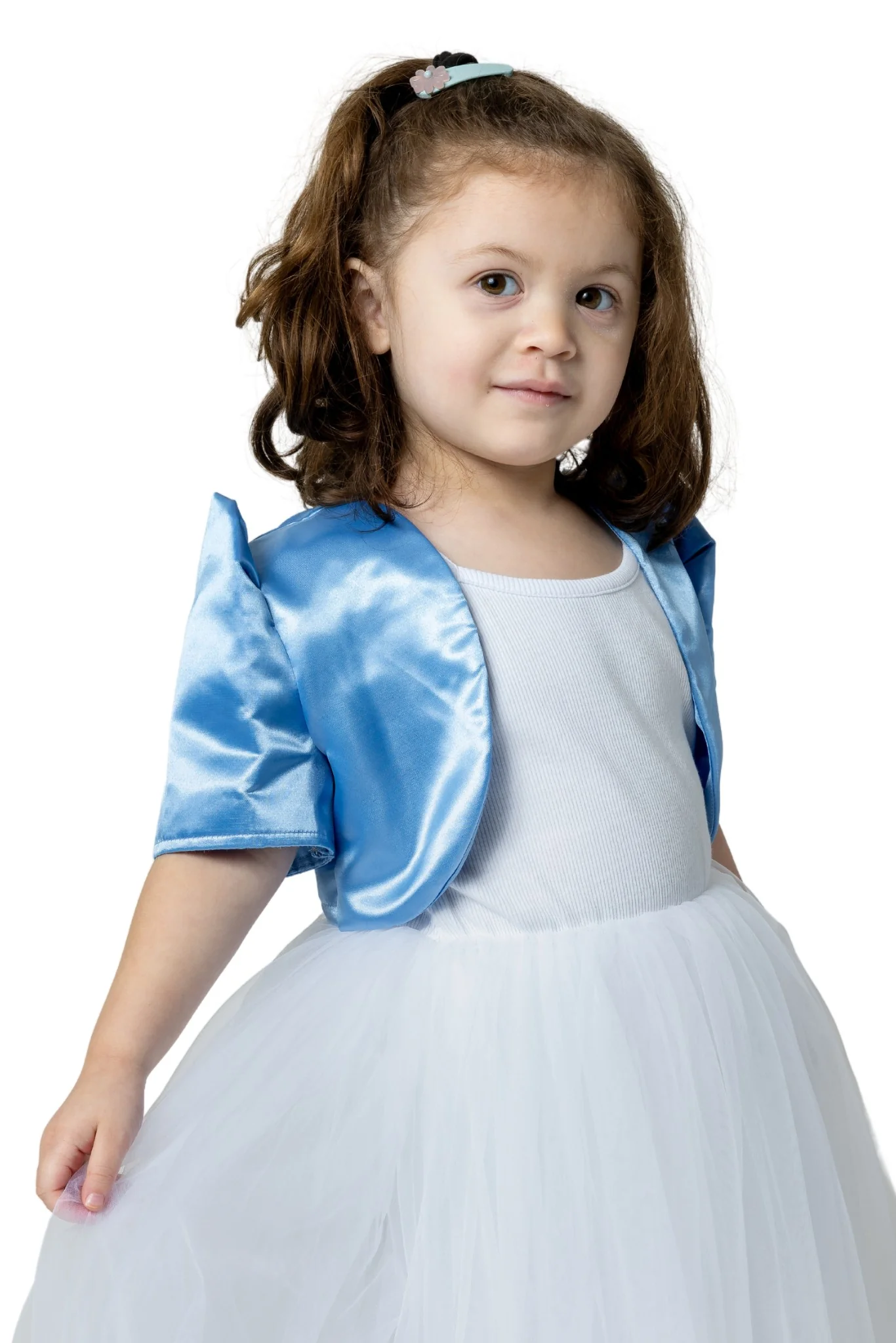 AR04 - Girls' Satin Bolero Blue - Filipiniana