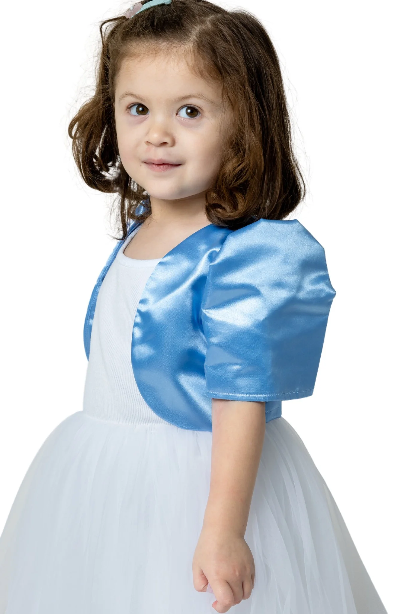 AR04 - Girls' Satin Bolero Blue - Filipiniana - Image 3