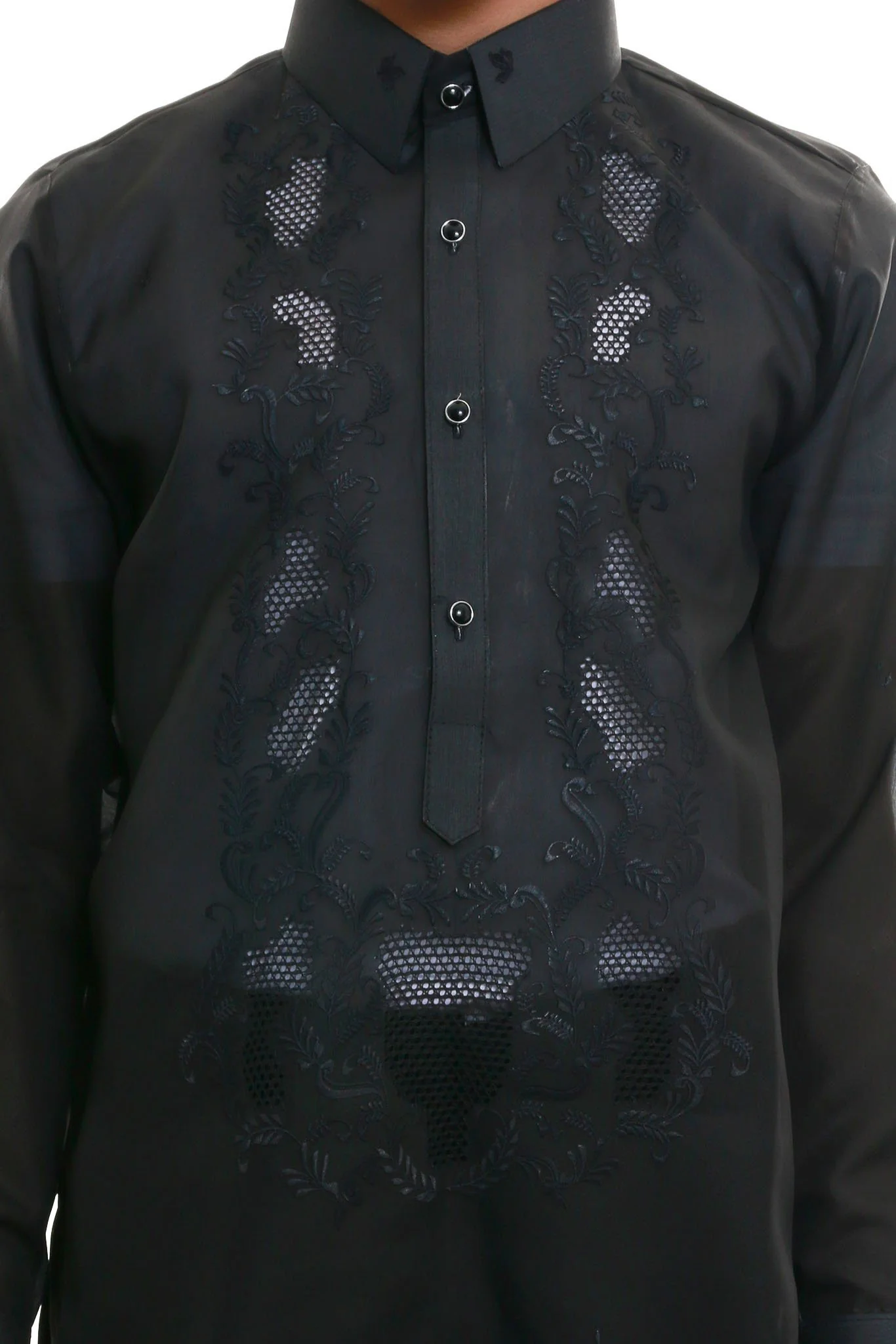 MJ15 - Jusi Barong Tagalog Black - Image 3