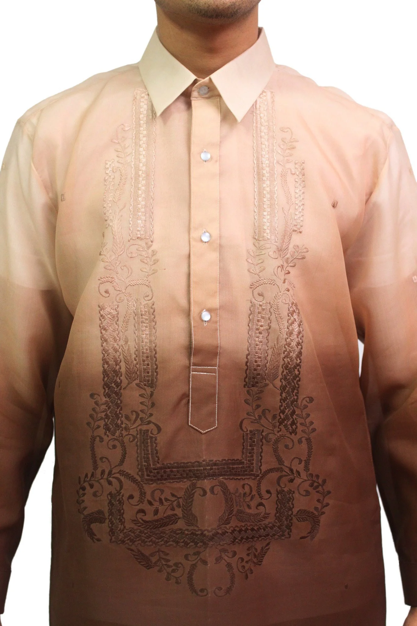 MJ27 - MADE-TO-ORDER - Jusi Barong Tagalog Monochromatic Brown - Image 3