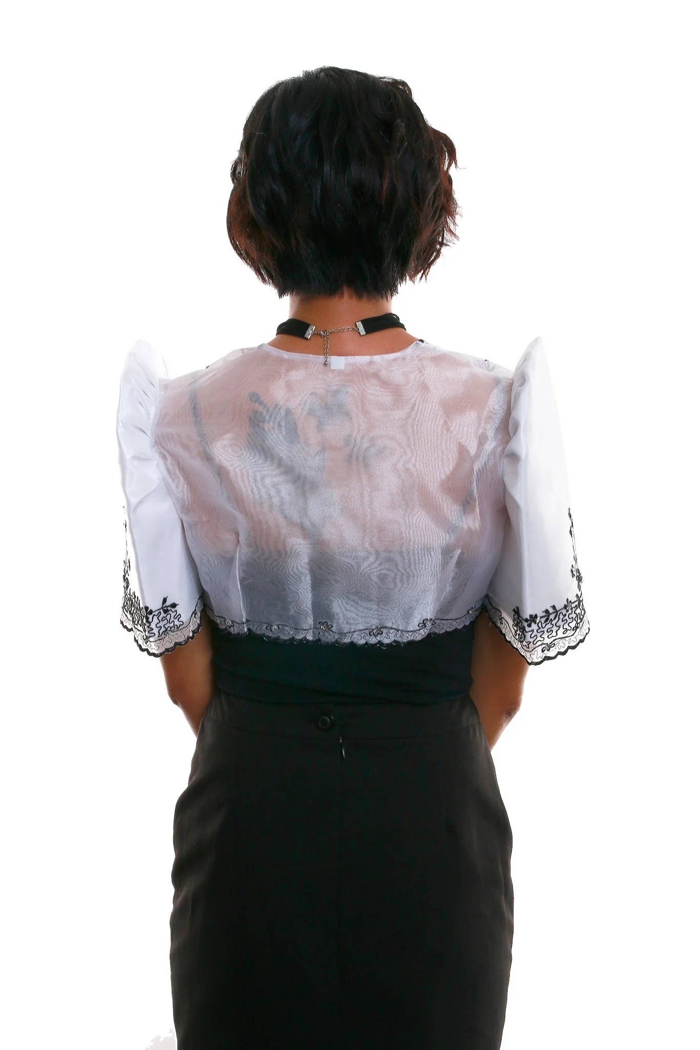 WR02 - Mestiza Bolero White and Black - Filipiniana - Image 3