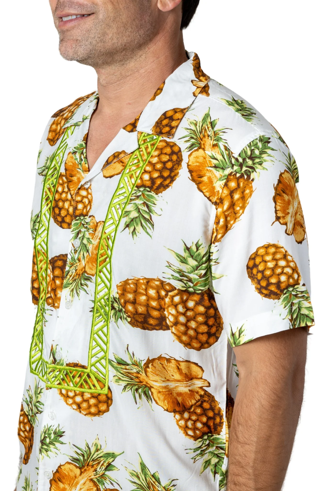 MH03 - Beach Barong Pineapple - Short-Sleeve Polo Barong Tagalog - Image 3
