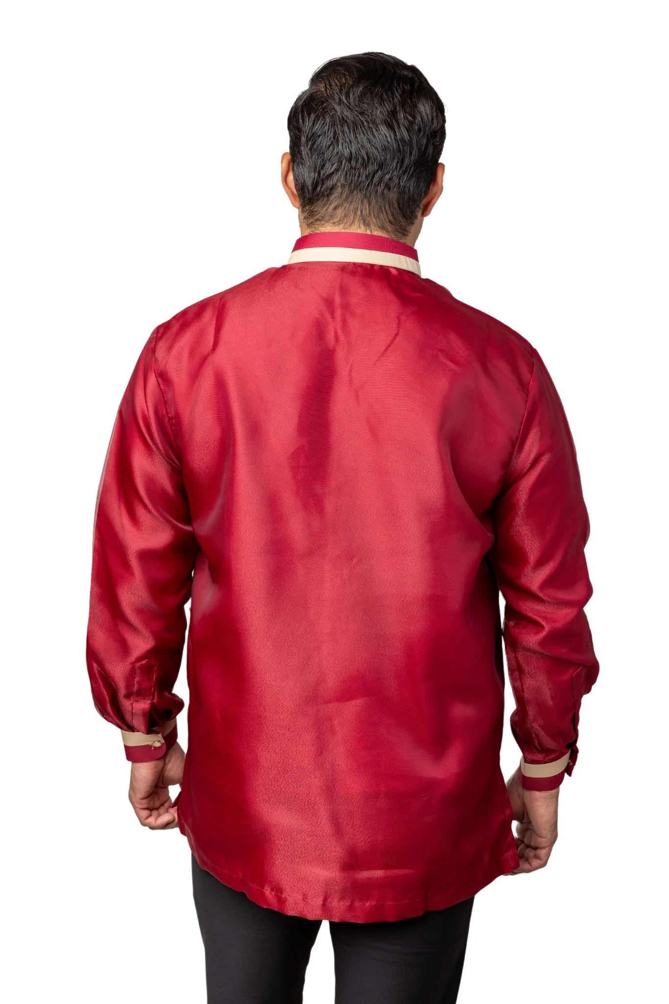 MO39 - Organza Barong Tagalog with Lining Maroon - Image 2