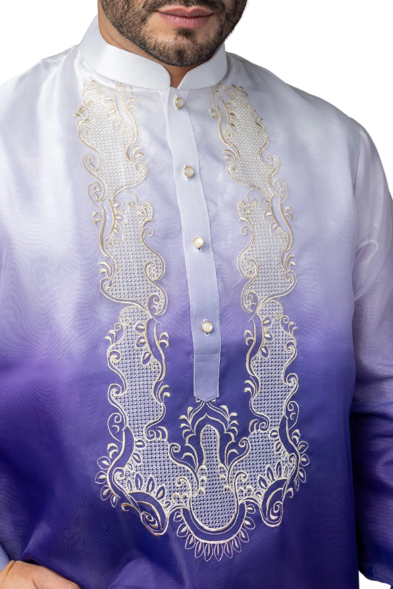 MO43 - Organza Barong Tagalog Monochromatic Purple - Image 3