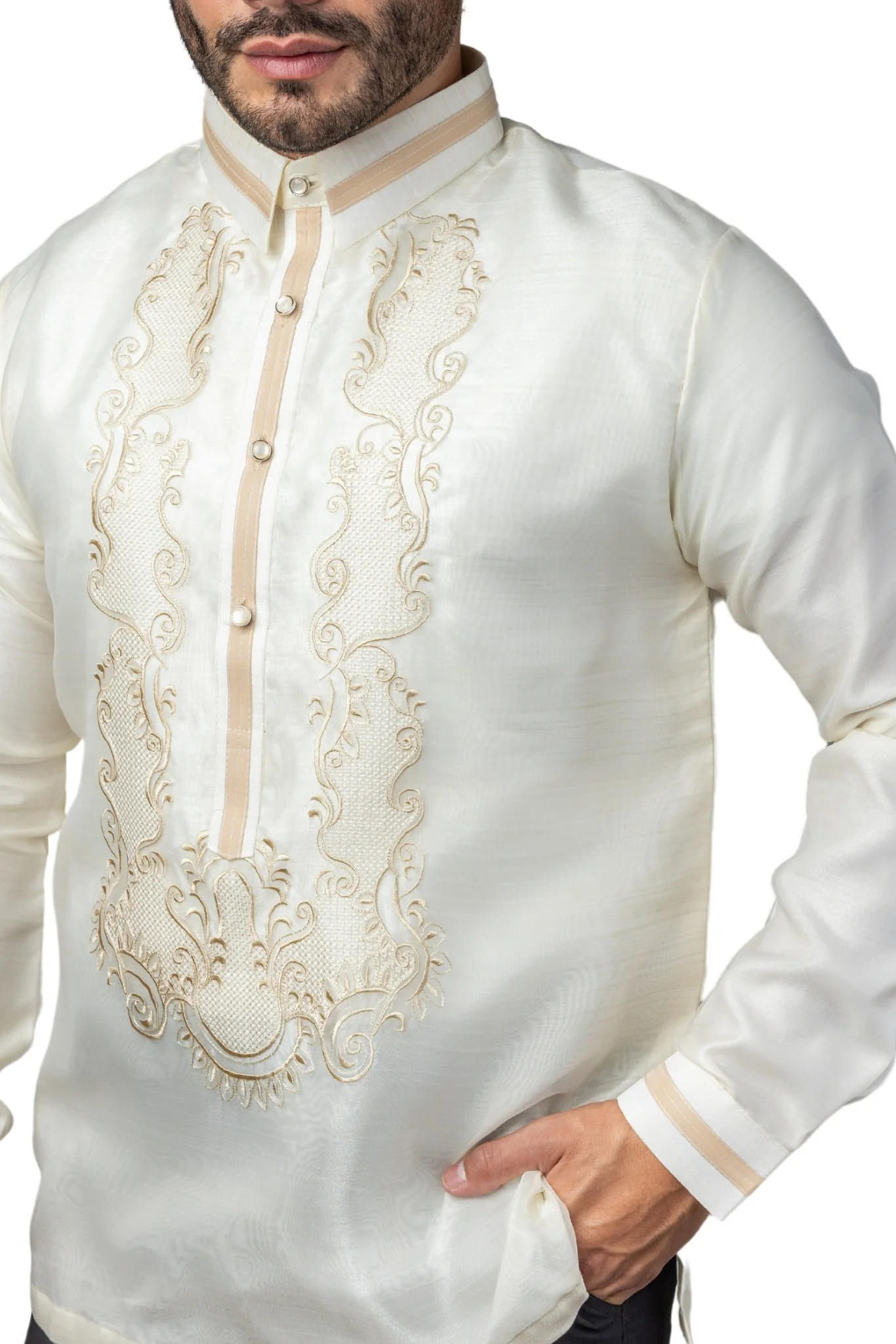 MO44 - Organza Pina Barong Tagalog with Lining - Image 3