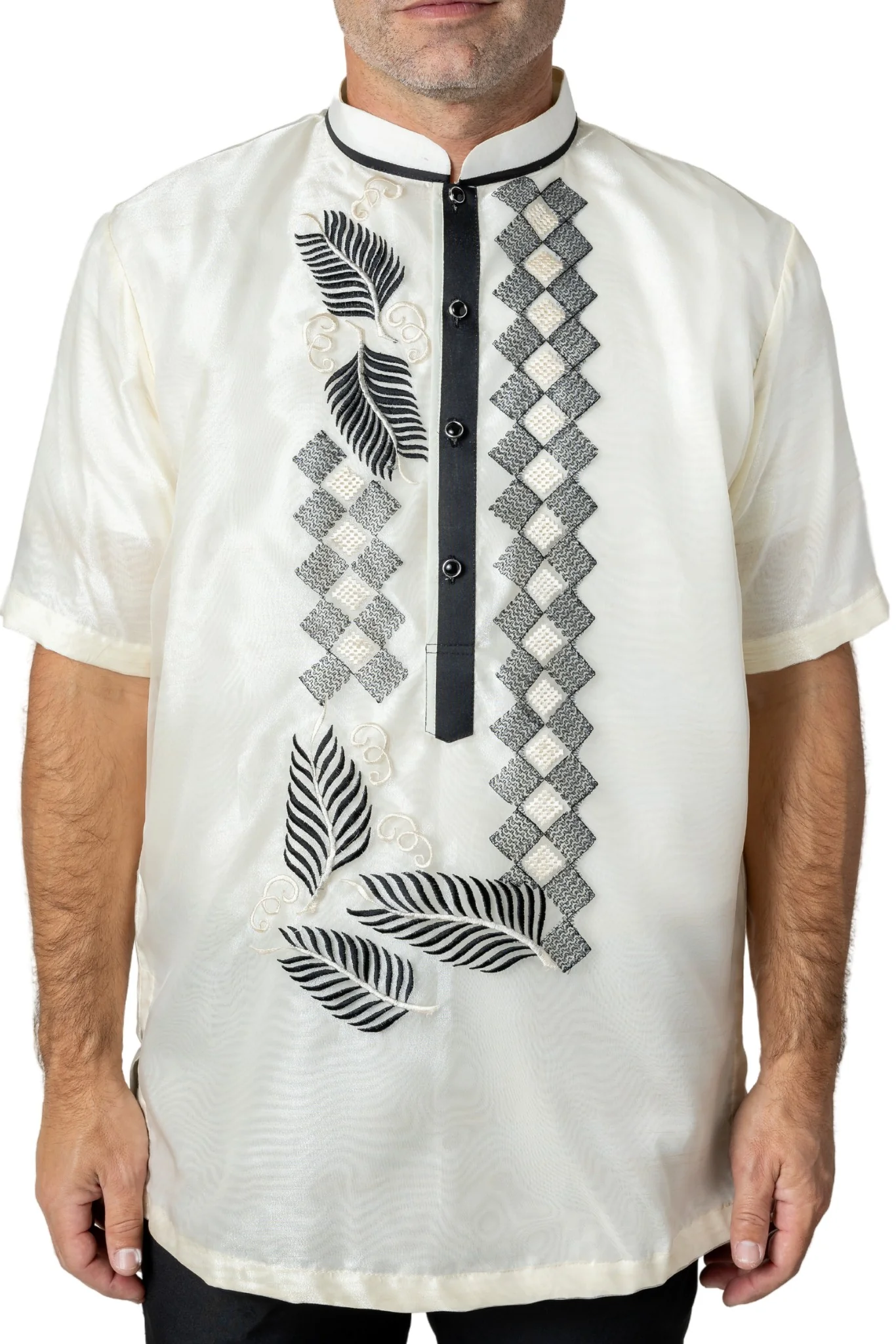 MO47 - Organza Barong Tagalog Short-Sleeve - Image 3