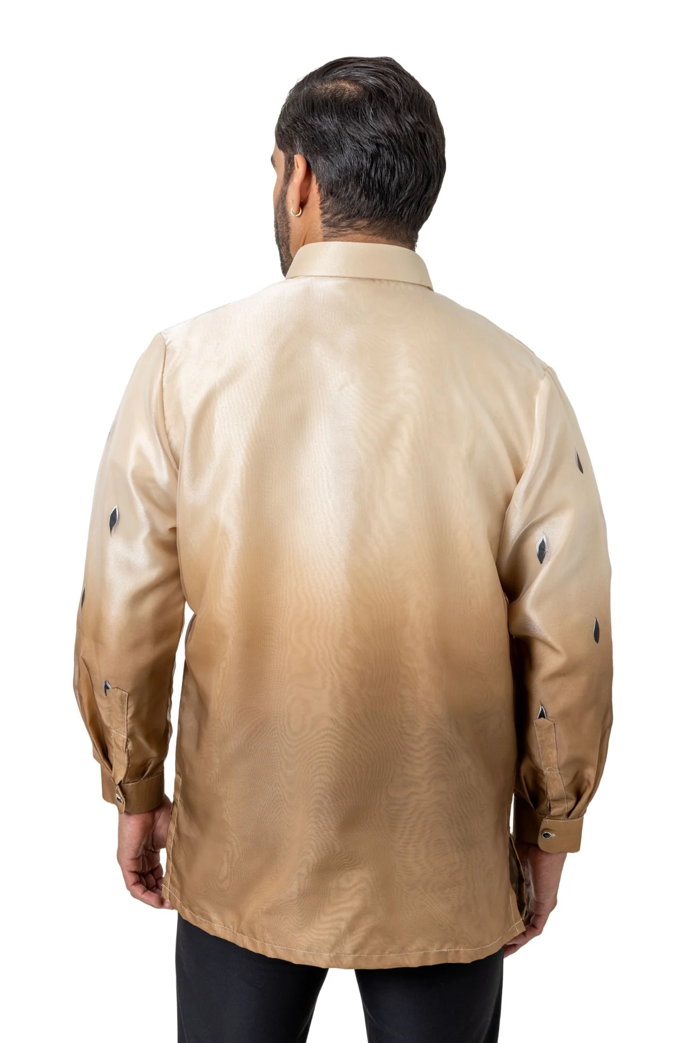 MO49 - Organza Painting Barong Tagalog with Lining Brown - Image 2
