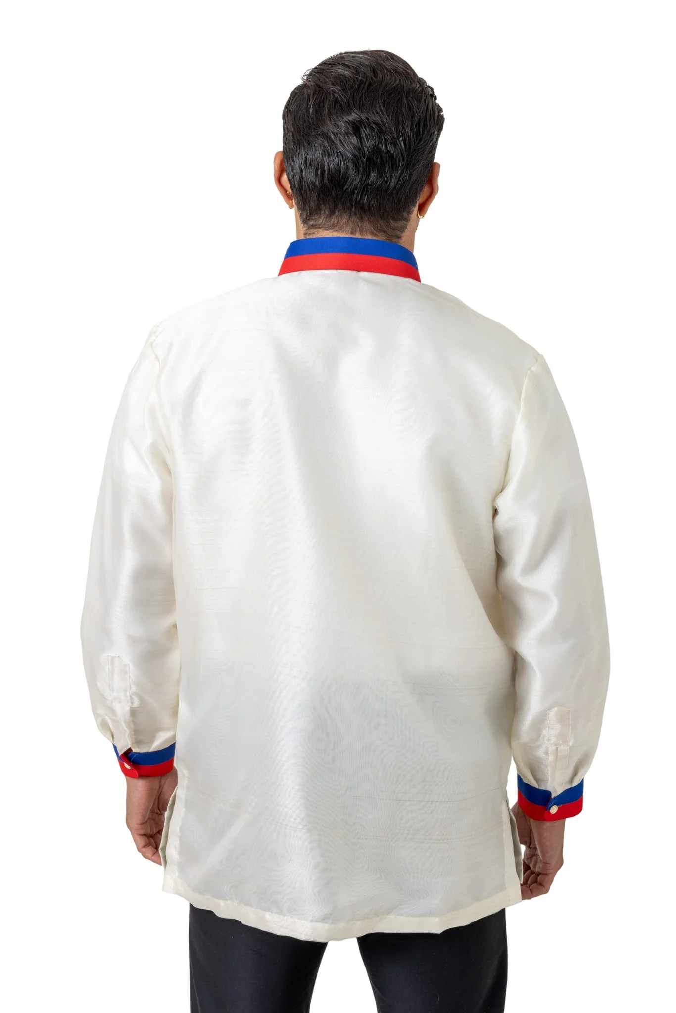 MO51 - Organza Barong Tagalog with Lining Filipino Flag Sun and Stars - Image 2