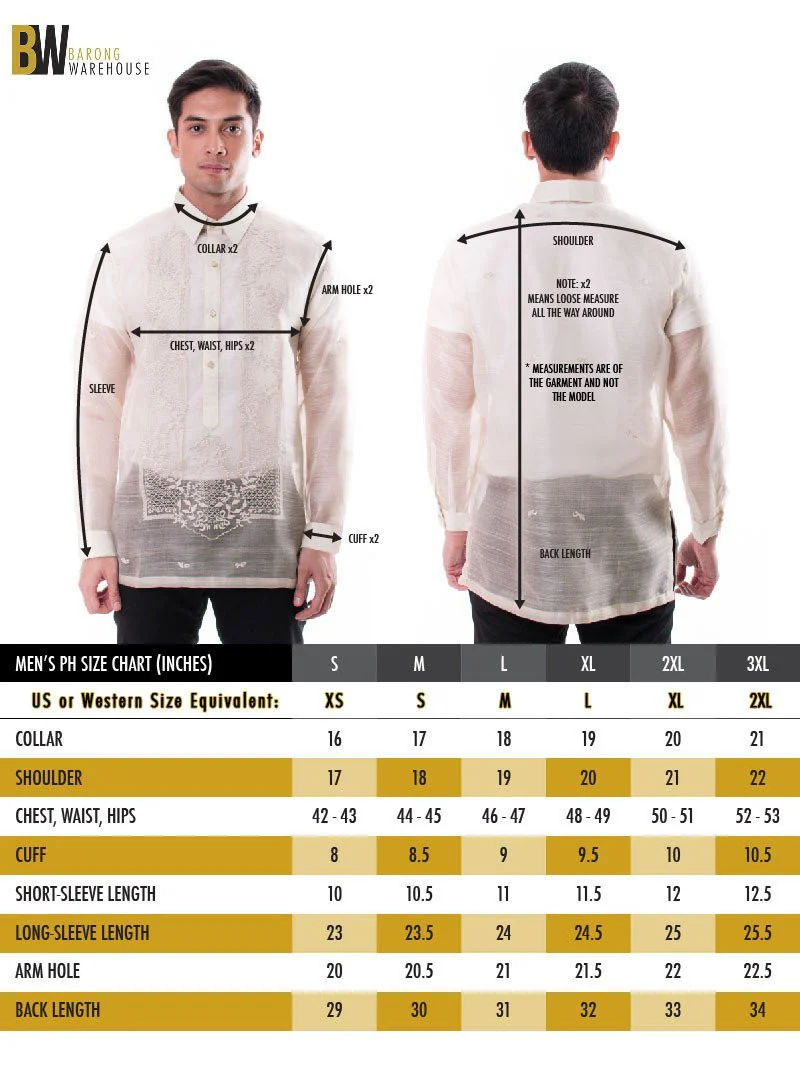 MO09 - Organza Painting Barong Tagalog with Lining Gray - Image 4