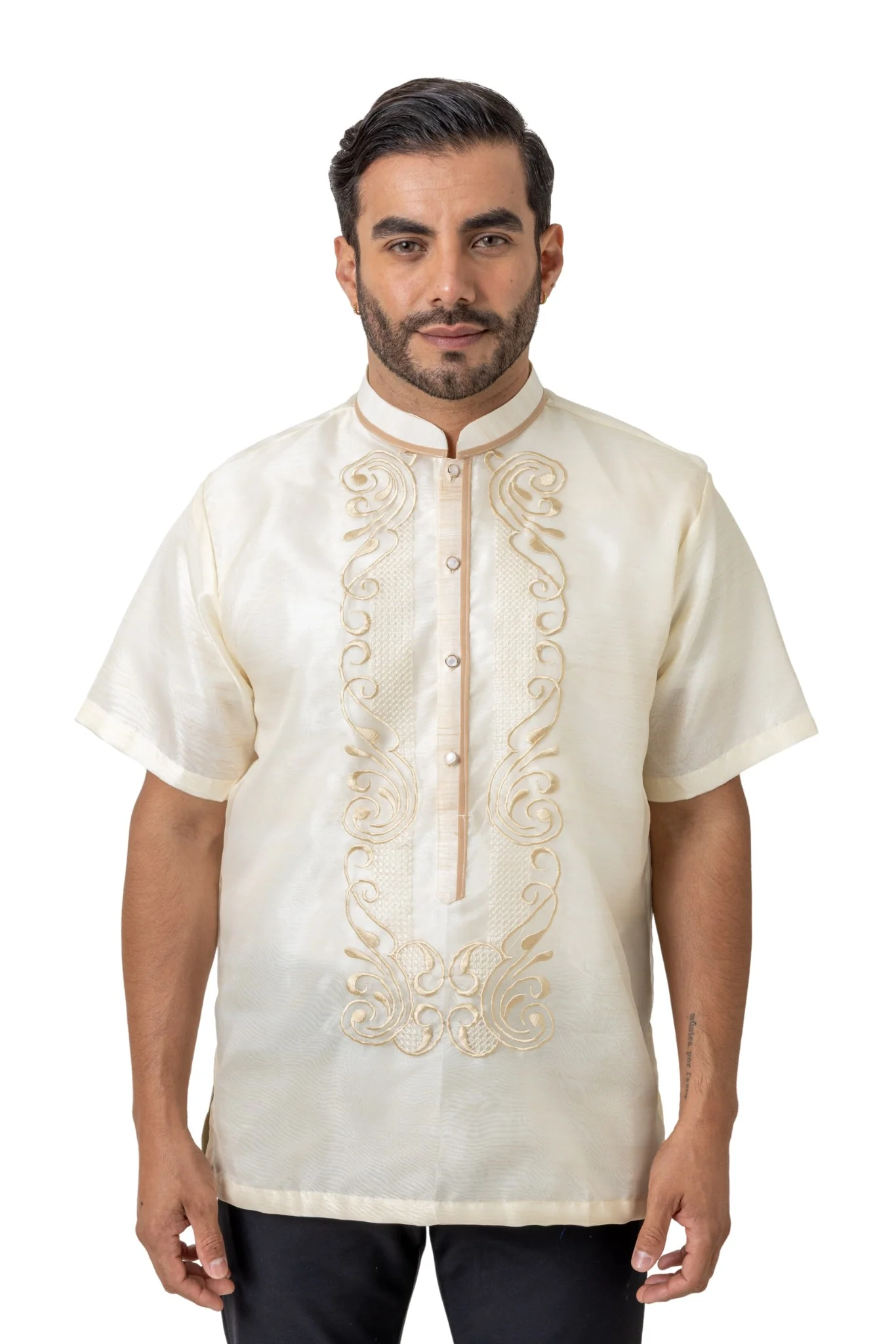 MO60 - Organza Pina Barong Tagalog Short-Sleeve