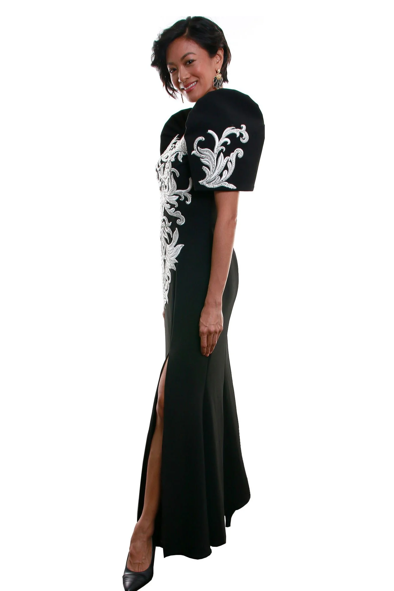WD09 - MADE-TO-ORDER - Neoprene Mestiza Gown Black - Filipiniana - Image 3