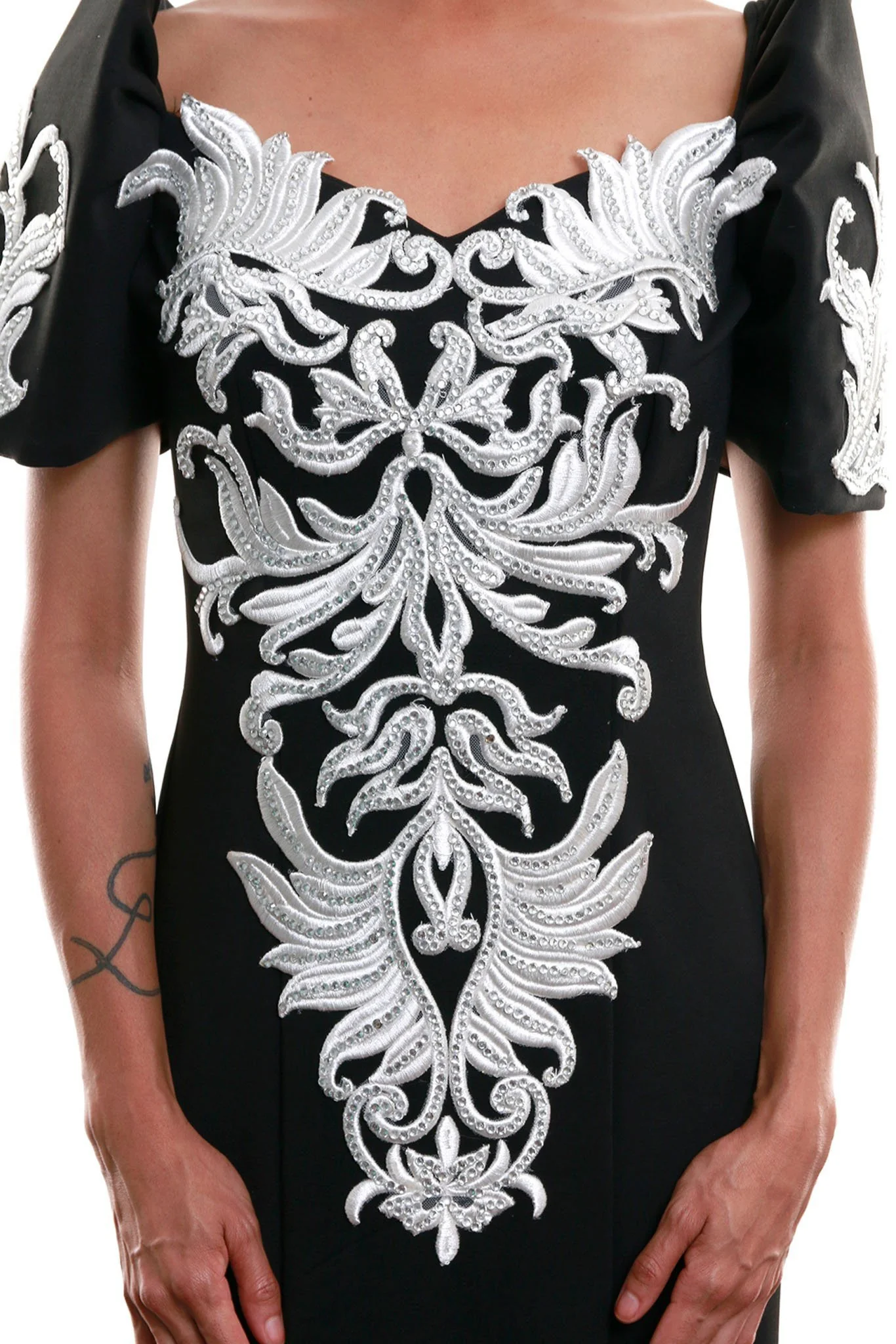 WD09 - MADE-TO-ORDER - Neoprene Mestiza Gown Black - Filipiniana - Image 4