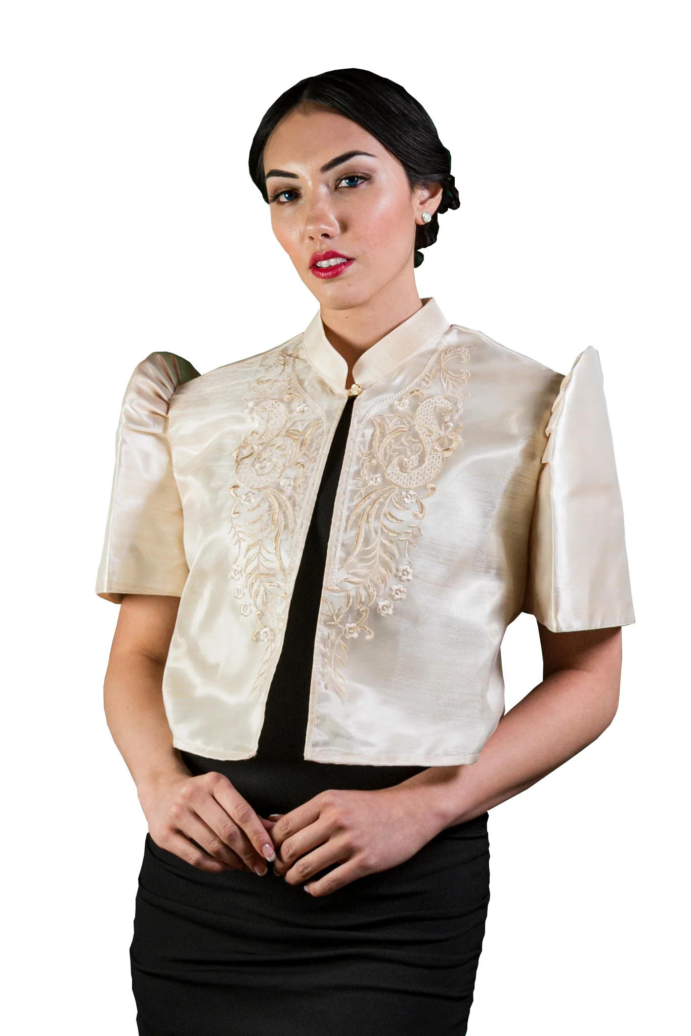WR13 - One-Button Bolero Beige - Filipiniana