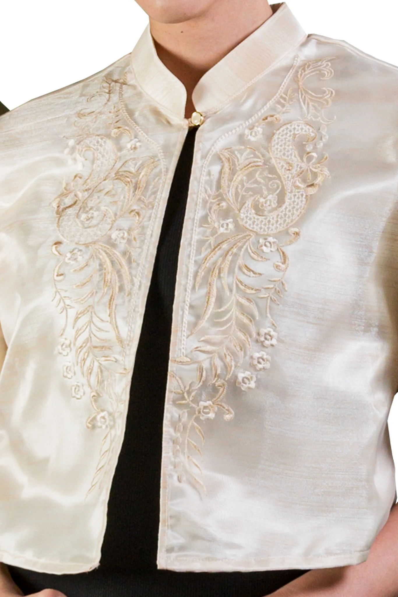 WR13 - One-Button Bolero Beige - Filipiniana - Image 3