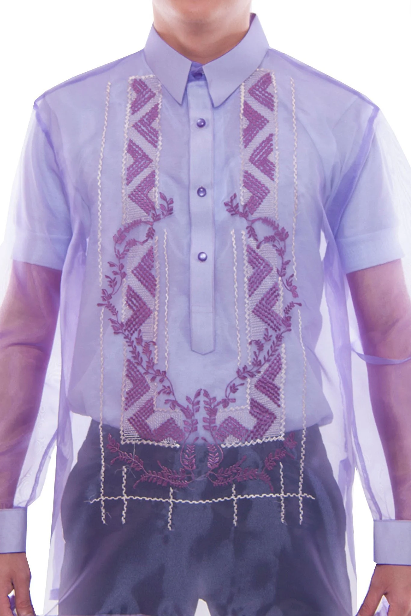 MO18 - Organza Barong Tagalog Purple - Image 3
