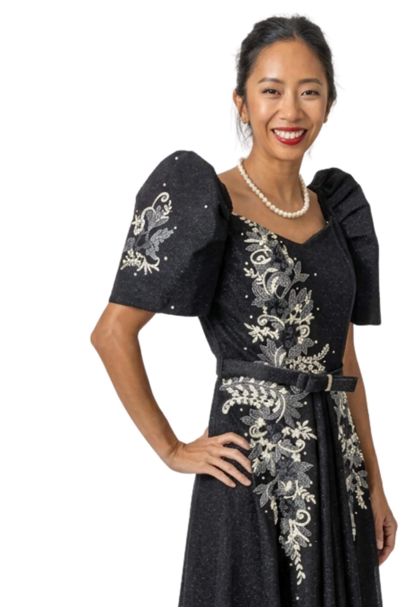 WD24 - Filipiniana 3D Lace Gown Black (has Plus Sizes) - Image 4