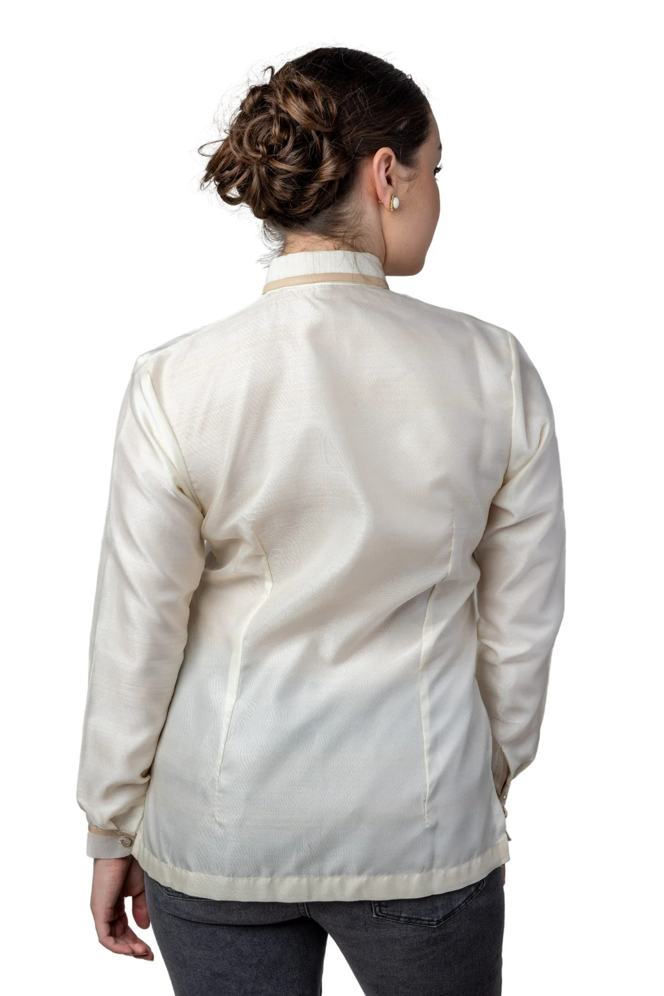 WO10 - Women's Barong Tagalog Beige - Filipiniana - Image 2