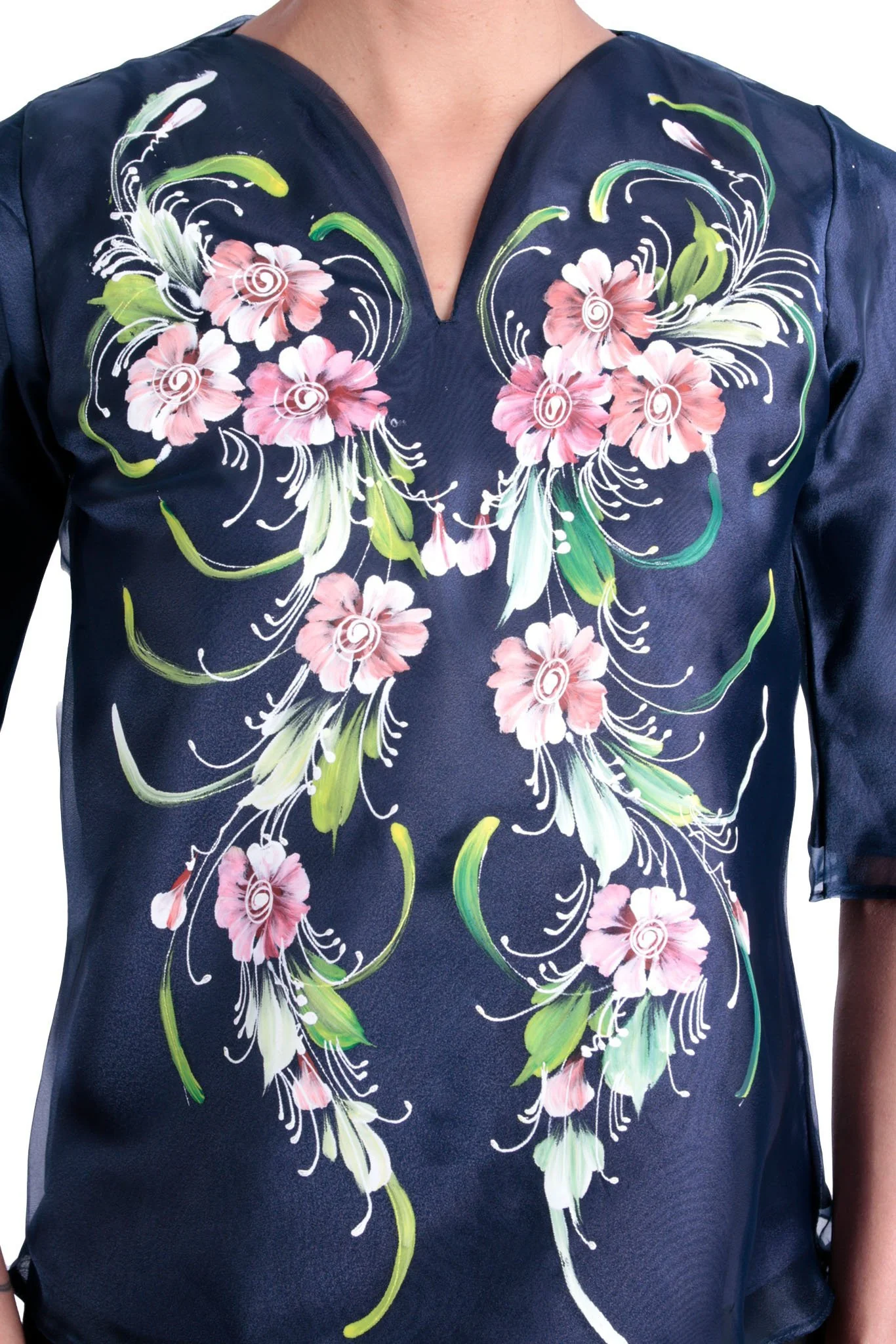 WK15 - MADE-TO-ORDER - Painting Kimona Navy Blue - Filipiniana - Image 3