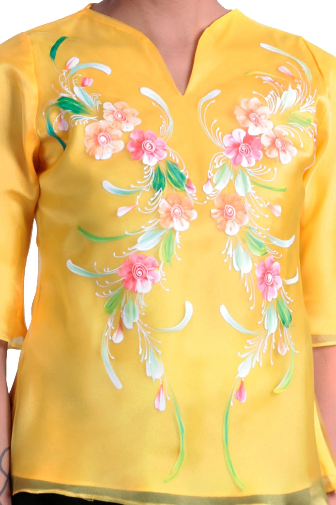 WK12 - MADE-TO-ORDER - Painting Kimona Yellow - Filipiniana - Image 3