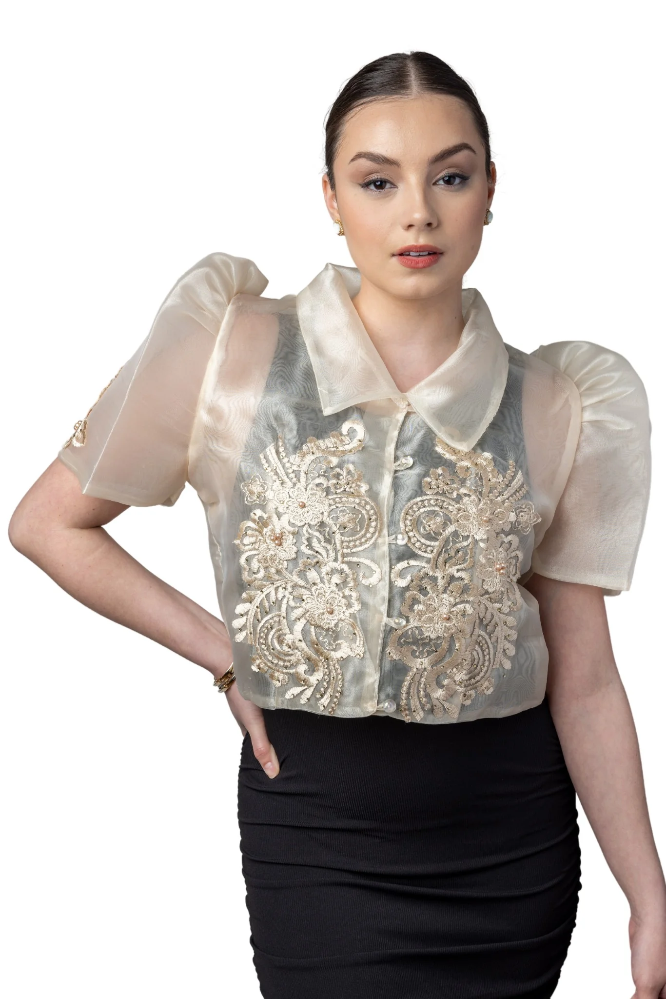 WR17 - Full-Open Bolero Beige - Filipiniana