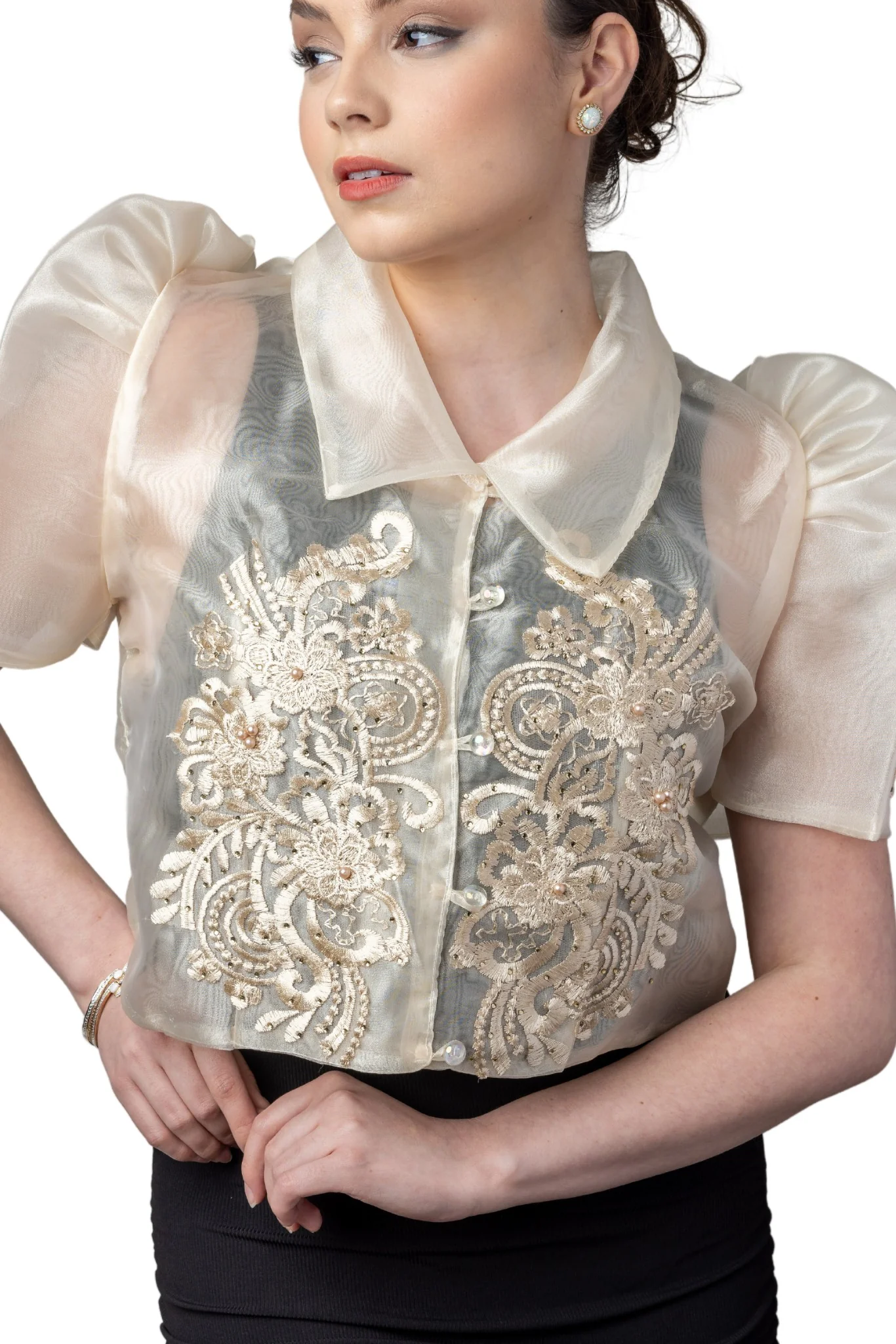 WR17 - Full-Open Bolero Beige - Filipiniana - Image 4