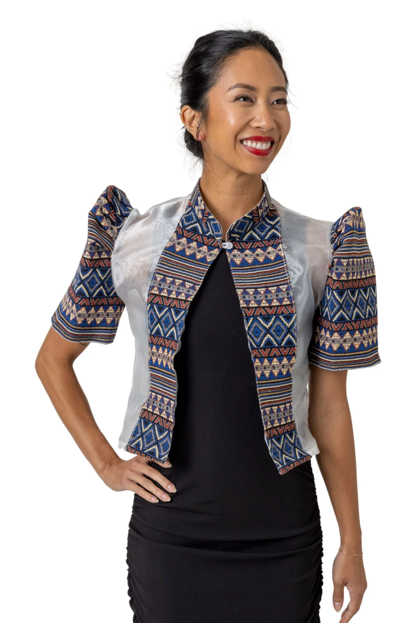 WR20 - One-Button Bolero Ethnic Blue and Red