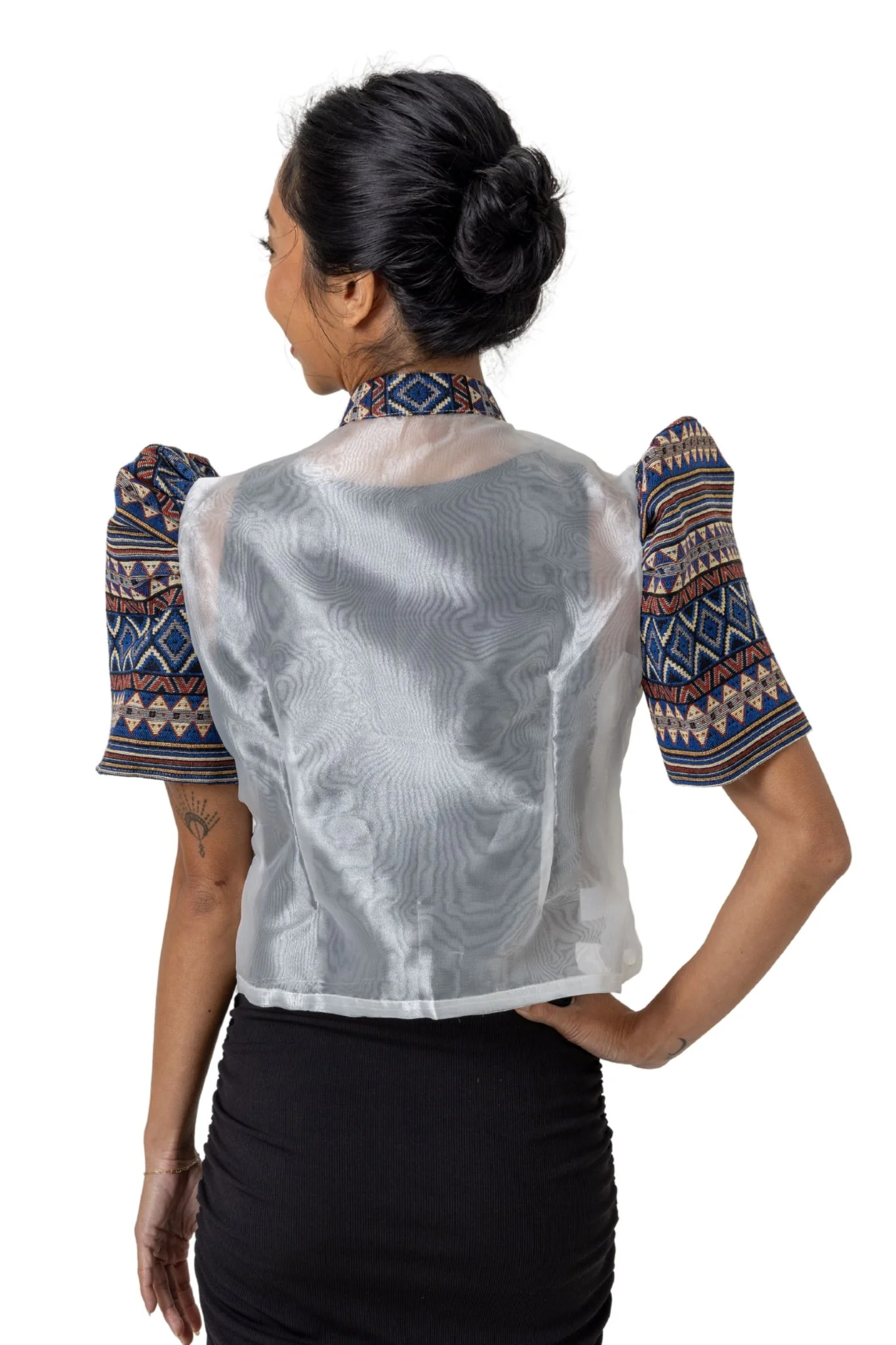 WR20 - One-Button Bolero Ethnic Blue and Red - Image 2