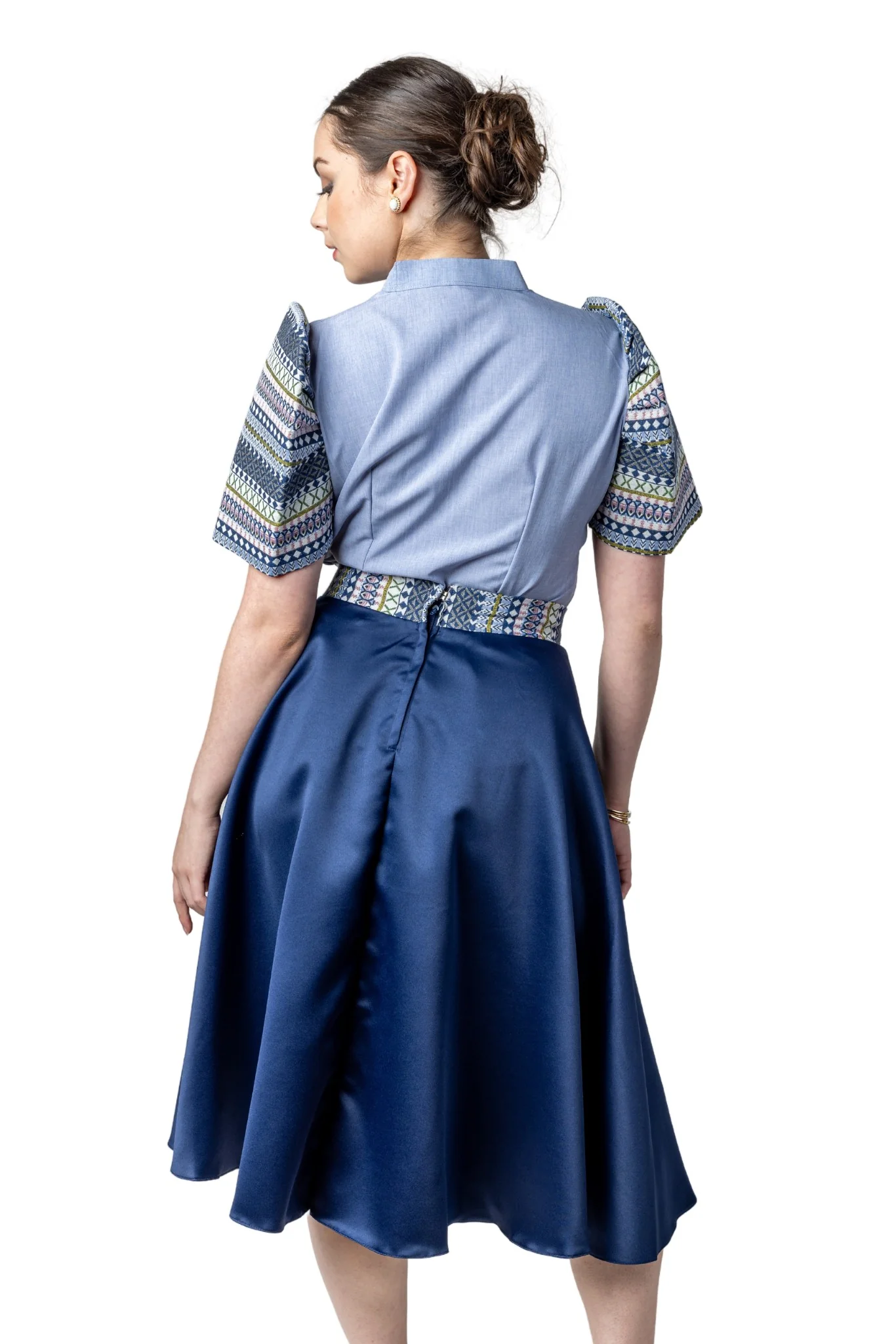 WS21 - Baro't Saya Ethnic Filipiniana Blue - Blouse and Skirt Set - Image 2