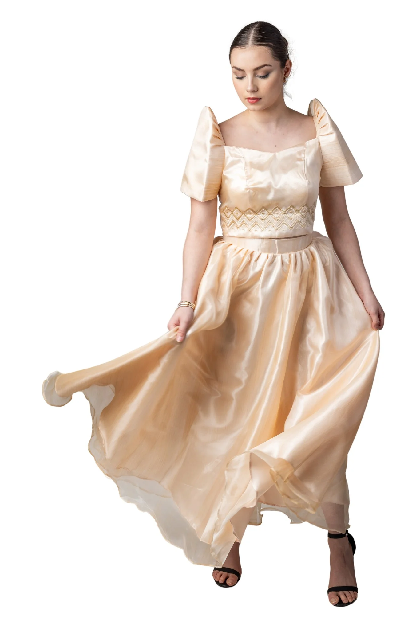WS25 - Baro't Saya Organza Pina Filipiniana - Top and Skirt Set - Image 4